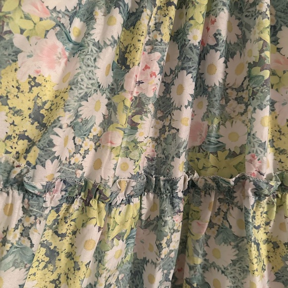 Eye of the Needle Tiered Smocked Green Floral Mini Dress - Picture 2 of 4